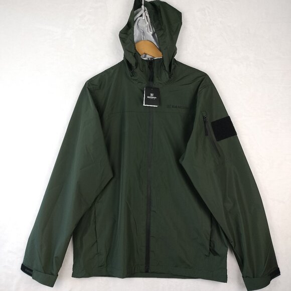 NWT Baerskin Tactical Rain Jacket Mens Size S Green Full-Zip Hooded Windbreaker